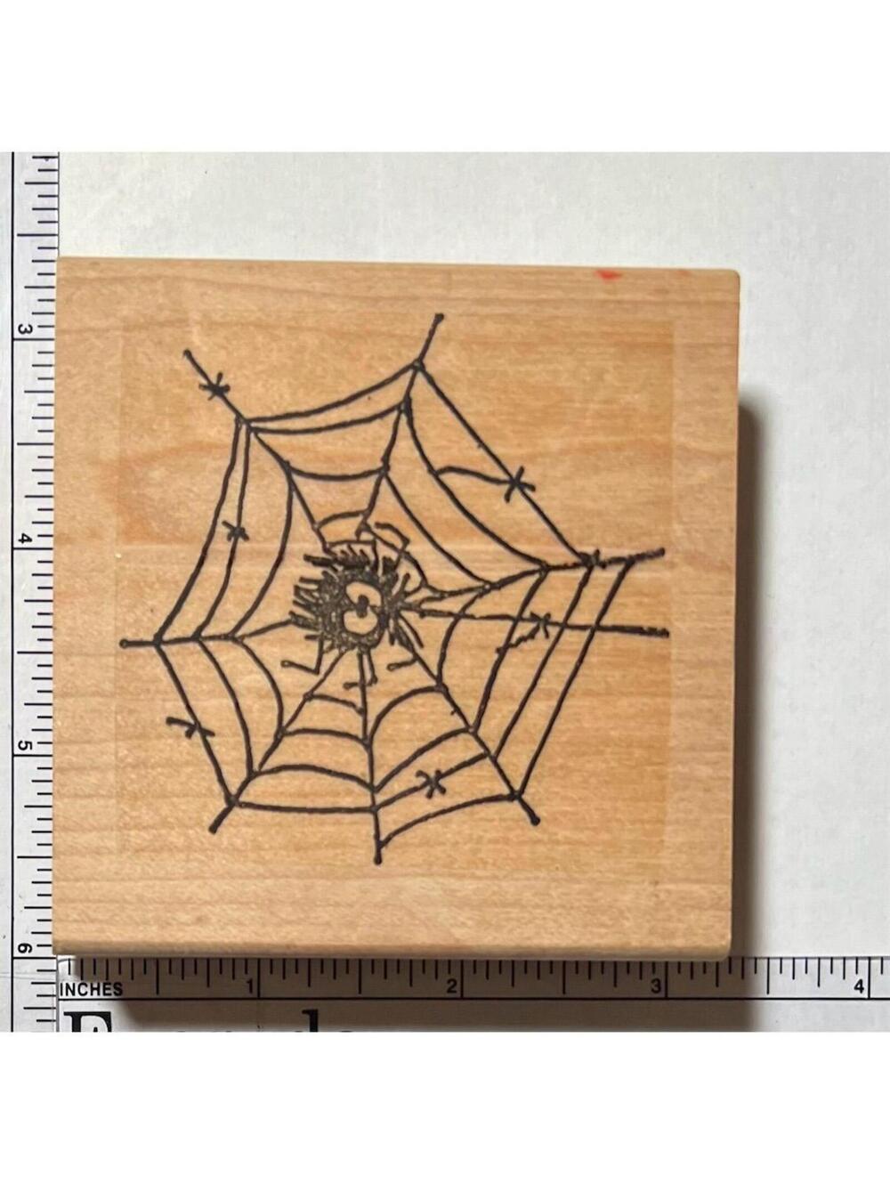 Inkadinkado Spider Web Wood Mounted Rubber Stamp Halloween Scrapbooking Crafts